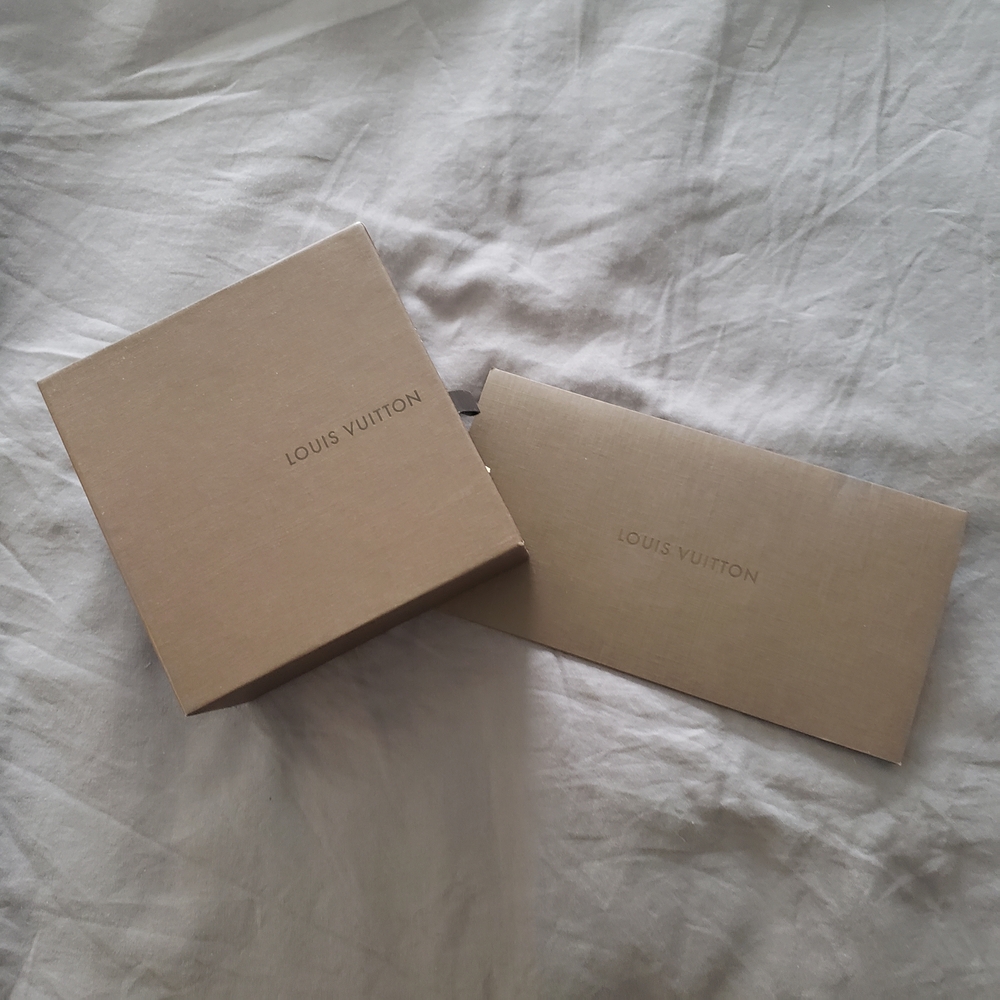 EUC Authentic Vintage Louis Vuitton Dark Brown Drawer Box and Receipt Folder Set